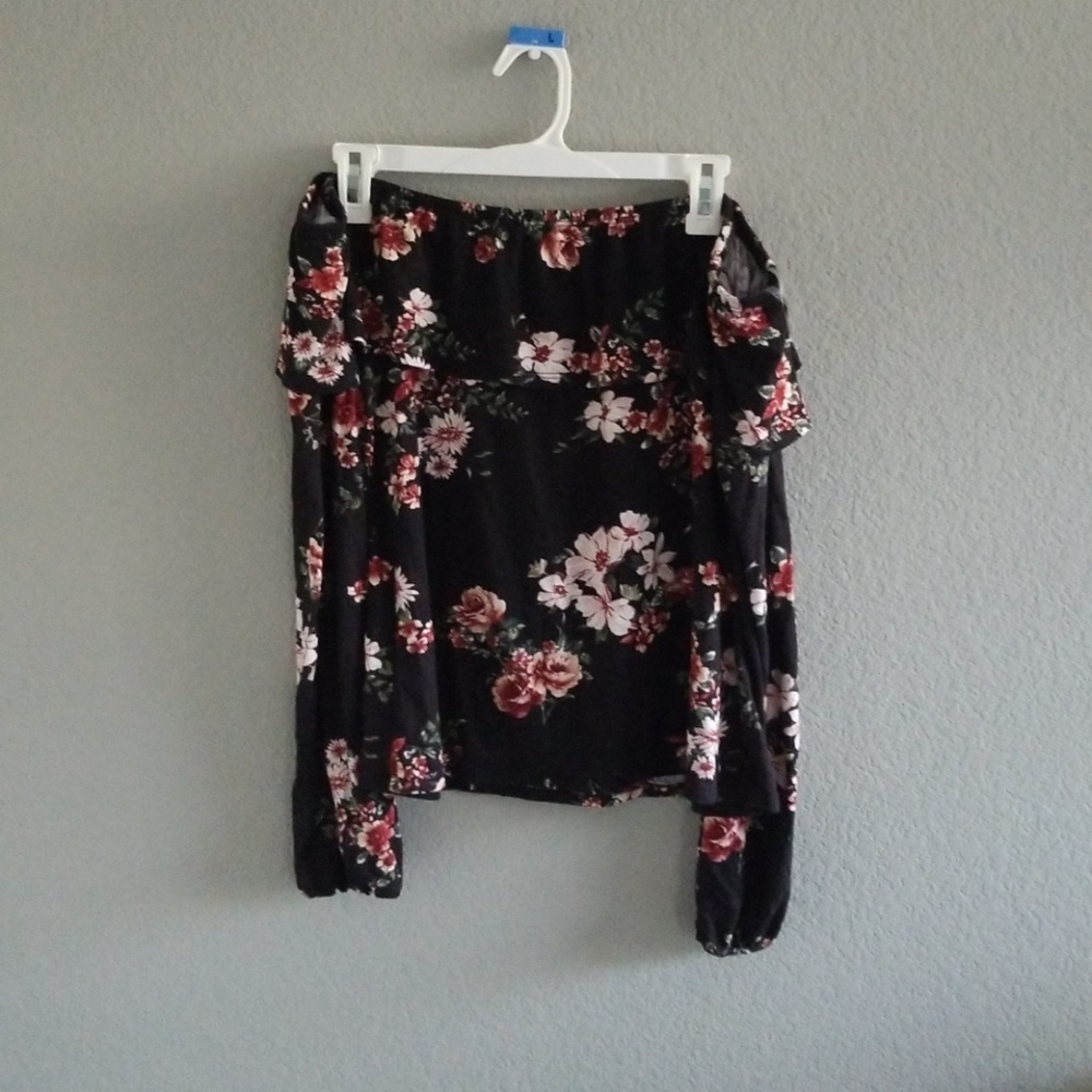Black floral off the shoulder top
